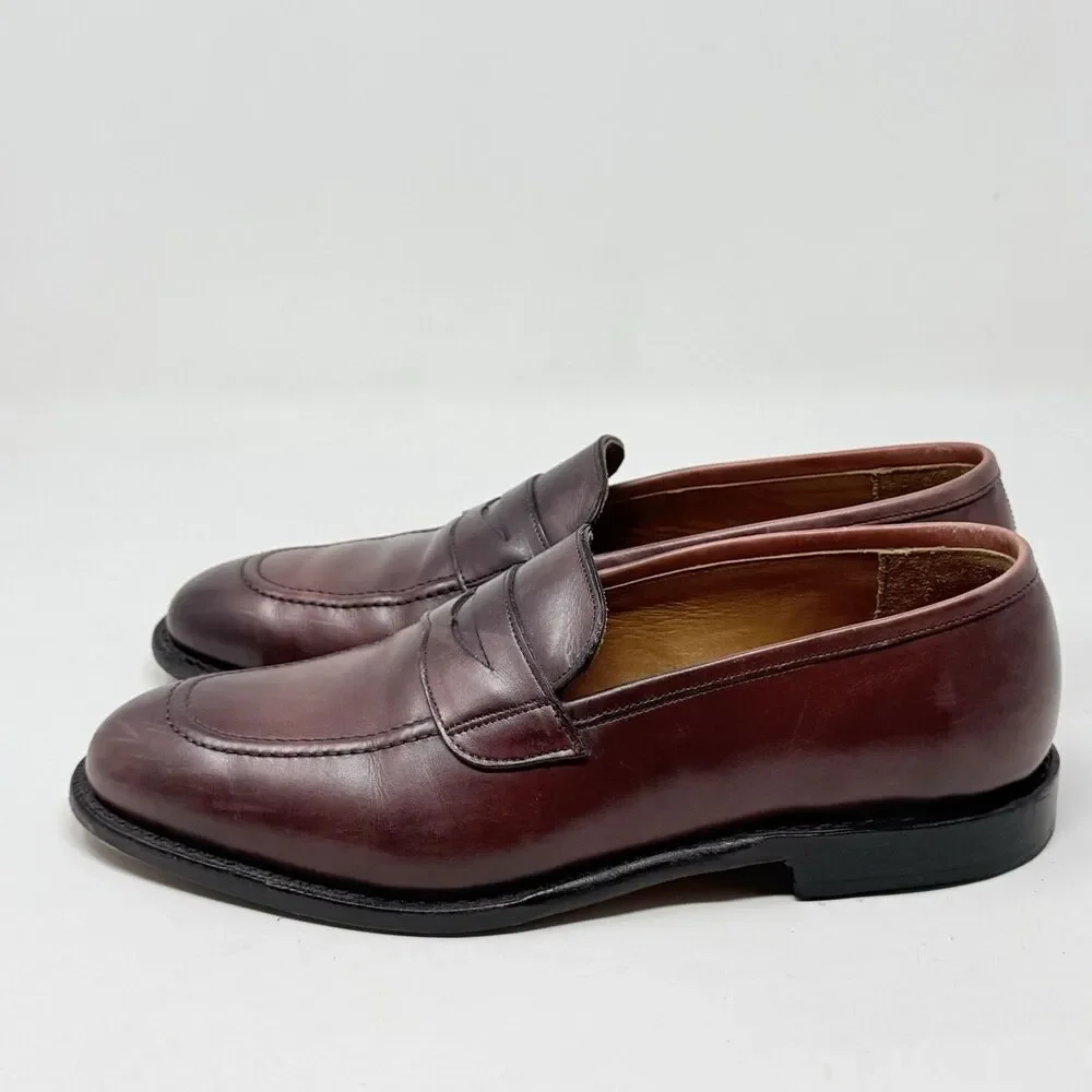 Allen Edmonds Lake Forest Penny Loafers Mens 9.5 D Burgundy Leather Dress Shoes